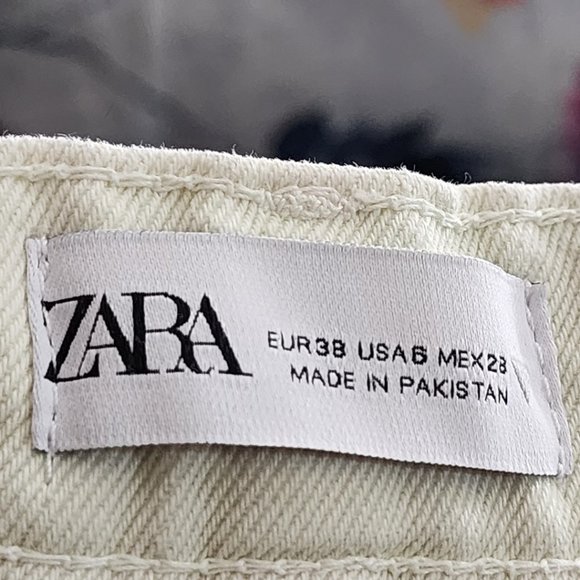 Zara Ivory Off White High Rise Straight Leg Crop Jeans - Picture 7 of 7